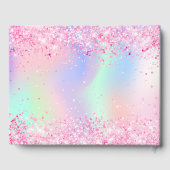 Birthday blush zwarte roze glitter holographic gastenboek (Achterkant)