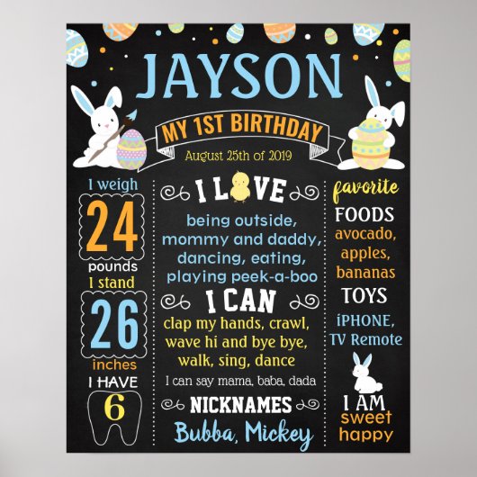 Birthday board bij de jacht op paaseieren poster (Voorkant)
