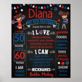 Birthday board, rood wit blauw poster (Voorkant)