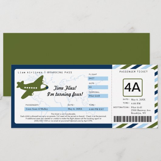 Birthday Boarding Pass Ticket Kaart (Voorkant / Achterkant)