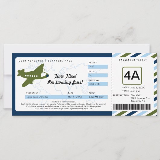 Birthday Boarding Pass Ticket Kaart (Voorkant)