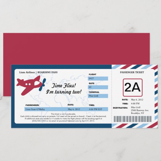 Birthday Boarding Pass Ticket Kaart (Voorkant / Achterkant)