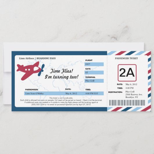Birthday Boarding Pass Ticket Kaart (Voorkant)
