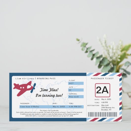 Birthday Boarding Pass Ticket Kaart (Staand voorkant)