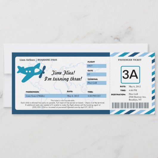 Birthday Boarding Pass Ticket Kaart (Voorkant)