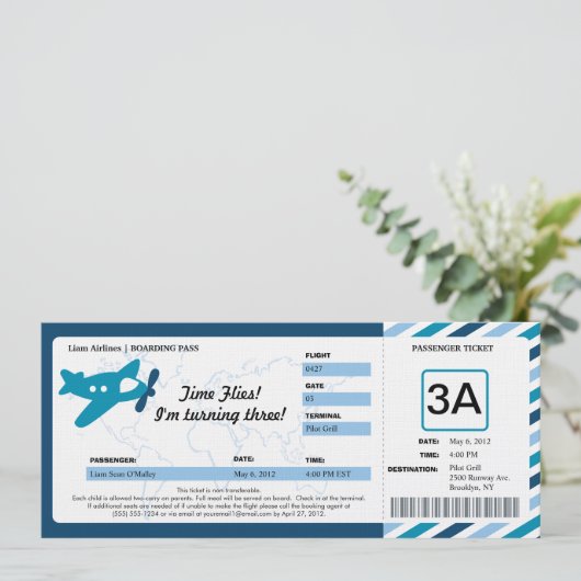 Birthday Boarding Pass Ticket Kaart (Staand voorkant)