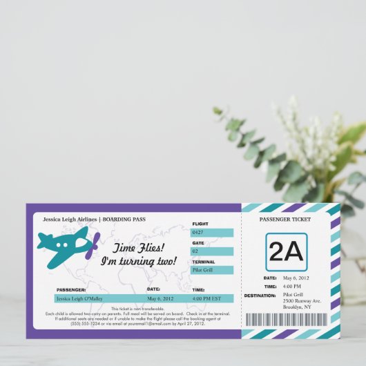 Birthday Boarding Pass Ticket Kaart (Staand voorkant)