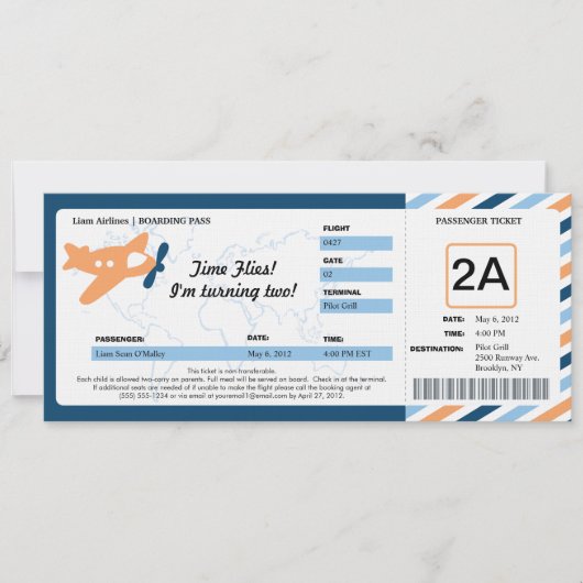 Birthday Boarding Pass Ticket Kaart (Voorkant)
