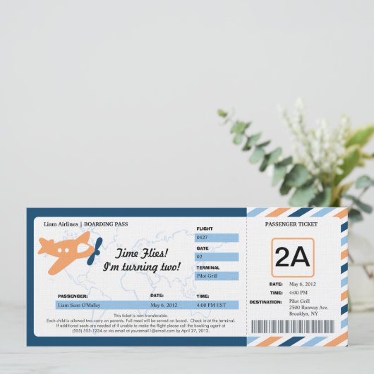Birthday Boarding Pass Ticket Kaart (Staand voorkant)