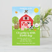 Birthday boerderij Red Barnyard Animals Kaart (Staand voorkant)