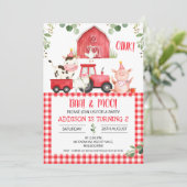 Birthday Boerderij Red Pset Barn Tractor Kaart (Staand voorkant)