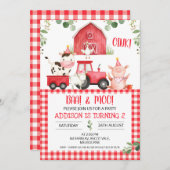 Birthday Boerderij Red Pset Barn Tractor Kaart (Voorkant / Achterkant)