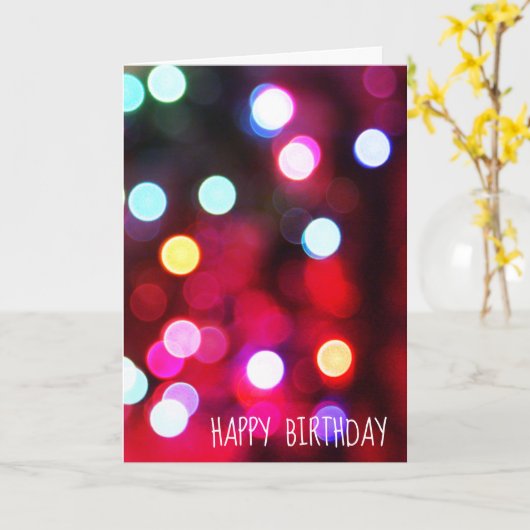 Birthday Bokeh Party Lights Kaart (Gele Bloem)