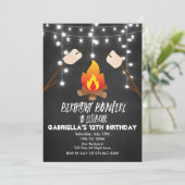 Birthday Bonfire Campout Birthday Party Kaart (Staand voorkant)
