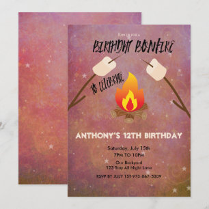 Birthday Bonfire Campout Birthday Party Kaart