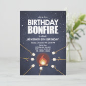 Birthday Bonfire Campout Cookout Party uitnodiging (Staand voorkant)