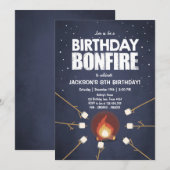 Birthday Bonfire Campout Cookout Party uitnodiging (Voorkant / Achterkant)