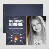 Birthday Bonfire Campout Cookout Party uitnodiging (Voorkant / Achterkant)