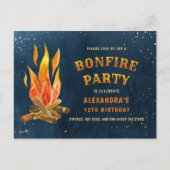 Birthday Bonfire Party Waterverf Uitnodiging Briefkaart (Voorkant)