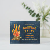 Birthday Bonfire Party Waterverf Uitnodiging Briefkaart (Staand voorkant)