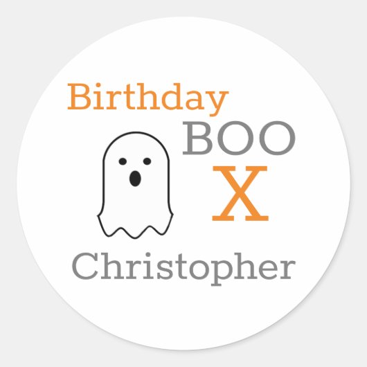 Birthday Boo Ghost Ronde Sticker (Voorkant)