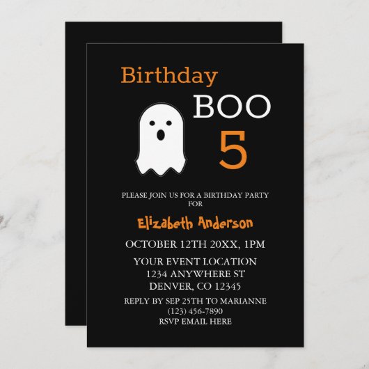 Birthday Boo Herfst Halloween Kaart (Voorkant / Achterkant)