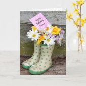 Birthday Boot Bouquet Kaart (Gele Bloem)