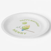 Birthday-Borden van het Kind Budgie Birthday Papieren Bordje (Gekanteld)