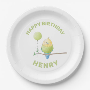 Birthday-Borden van het Kind Budgie Birthday Papieren Bordje