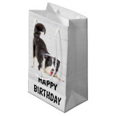 Birthday Border Collie met zonnebril Klein Cadeauzakje (Voorkant Gekanteld)