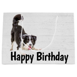 Birthday Border Collie on Wood Groot Cadeauzakje