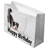 Birthday Border Collie on Wood Groot Cadeauzakje (Voorkant Gekanteld)