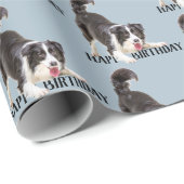 Birthday Border Collie op Blue Cadeaupapier (Rol Hoek)