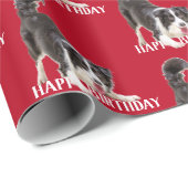 Birthday Border Collie op Red Cadeaupapier (Rol Hoek)