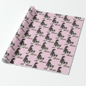 Birthday Border Collie op Roze Cadeaupapier (Uitgerold)