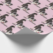 Birthday Border Collie op Roze Cadeaupapier (Hoek)