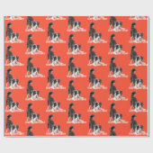 Birthday Border Collie op Sinaasappel Cadeaupapier (Vlak)