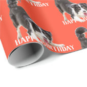 Birthday Border Collie op Sinaasappel Cadeaupapier (Rol Hoek)