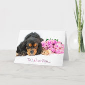 Birthday Boss Cavalier King Charles Spaniel Kaart (Voorkant)