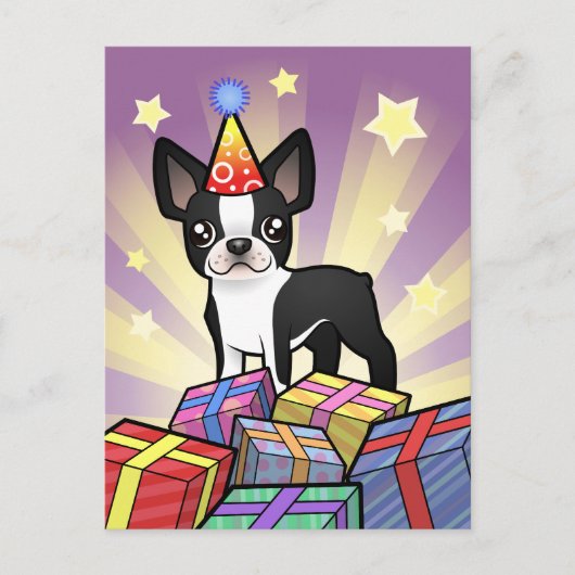 Birthday Boston Terrier Briefkaart (Voorkant)