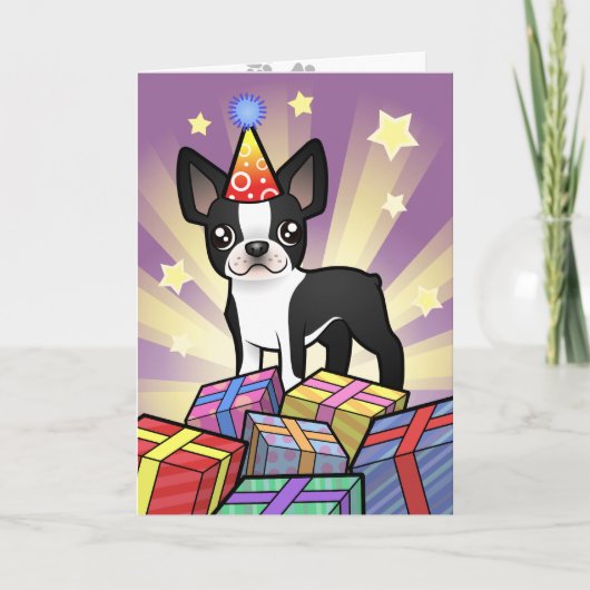 Birthday Boston Terrier Kaart (Voorkant)
