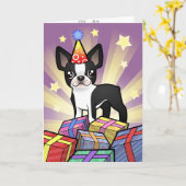 Birthday Boston Terrier Kaart (Gele Bloem)