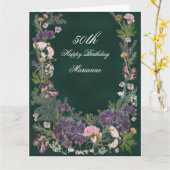 Birthday Botanical Floral on Moody Forest Green Kaart (Gele Bloem)