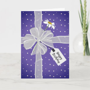 Birthday Bow met Daisy op poka Dots Kaart
