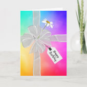 Birthday Bow met Daisy op regenboog Abstract Kaart (Voorkant)