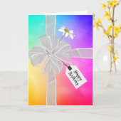 Birthday Bow met Daisy op regenboog Abstract Kaart (Gele Bloem)