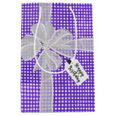 Birthday Bow op Gingham Medium Cadeauzakje (Voorkant)