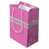 Birthday Bow op Gingham Medium Cadeauzakje (Achterkant Gekanteld)
