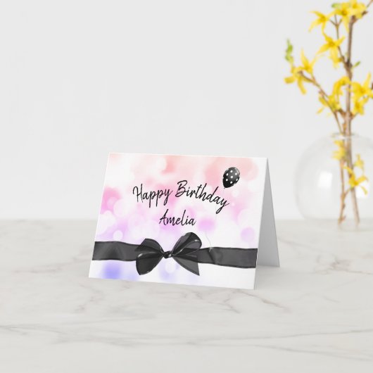 Birthday bow op regenboogbokeh kaart (Gele Bloem)