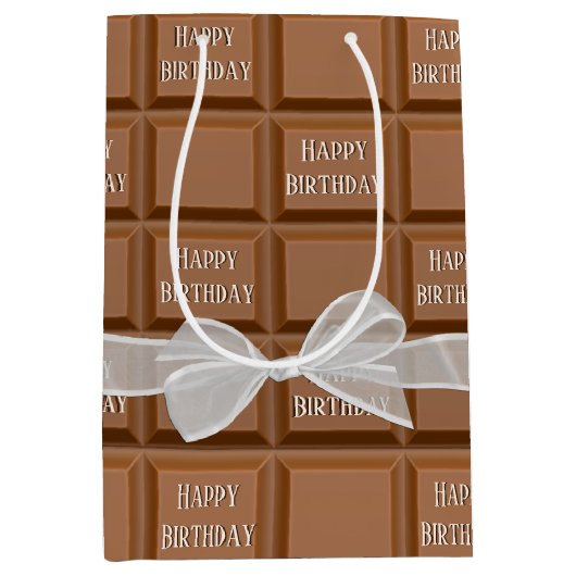 Birthday Bow op Snoep met chocolade Medium Cadeauzakje (Voorkant)